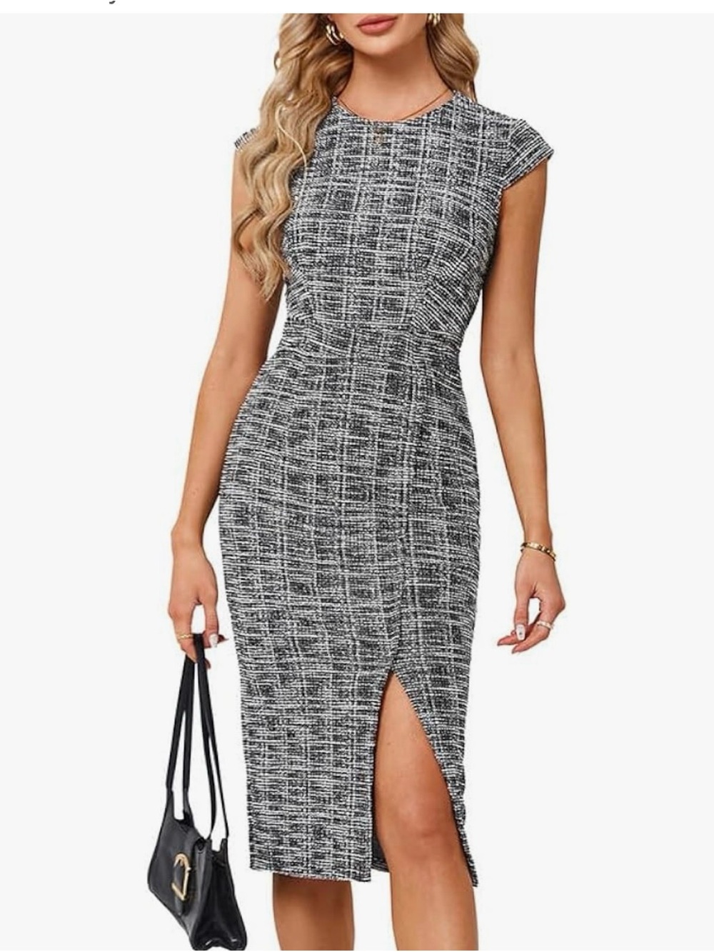 Tweed body-con midi dress. XL. NEW.